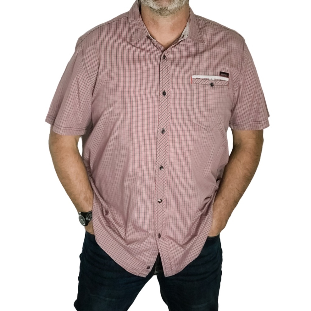 Amplify Button Down Shirt Red & Black Plaid Short Sleeves Men's X-Large